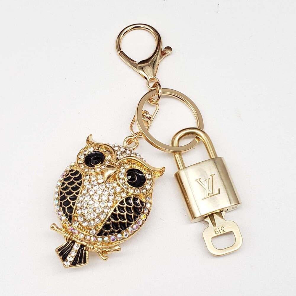 Louis Vuitton Authentic Gold Padlock 🔑 Key + Stylish Bag Unbranded Owl Charm